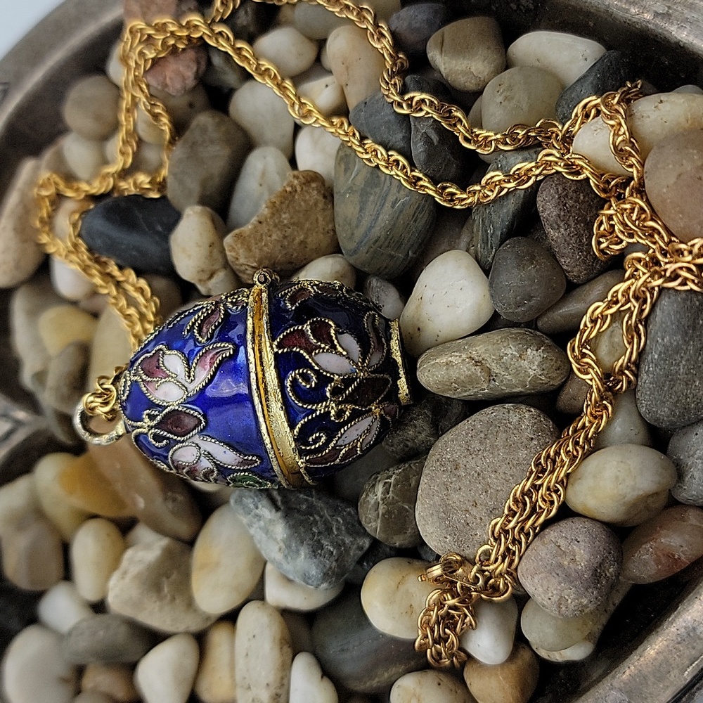 Enamel Egg pendant watch.